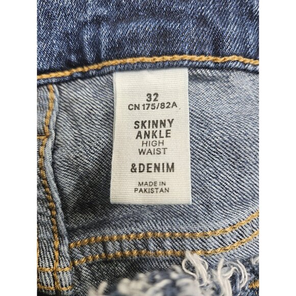 (3/$35) H&M &Denim Jeans Womens 32 High Waist Skinny Ankle Raw Hem Distressed - Picture 7 of 13